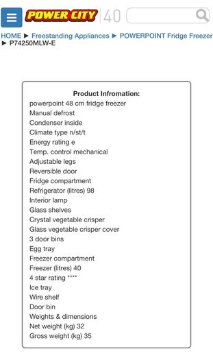 Powerpoint fridge freezer