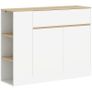 Sideboard, large cabinet compartment, 3 shelf compartments, drawer, 105 x 30 x 81.5cm, White/Wood Image 5