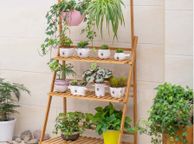 main image for ad 100cm 3 Tier Foldable Bamboo Flower Pot Plants Display Shelf Planter Organizer for Outdoor Indoor