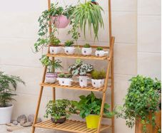 100cm 3 Tier Foldable Bamboo Flower Pot Plants Display Shelf Planter Organizer for Outdoor Indoor