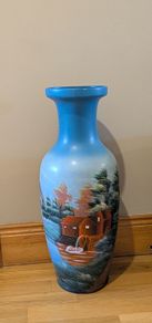 Tall hand painted vase