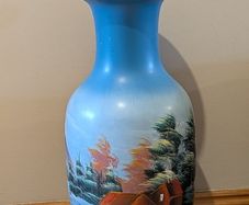 Tall hand painted vase