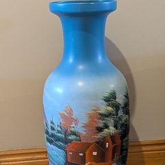Tall hand painted vase