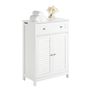 White Bathroom Storage Cabinet with Drawer & Louvered Door Image 2