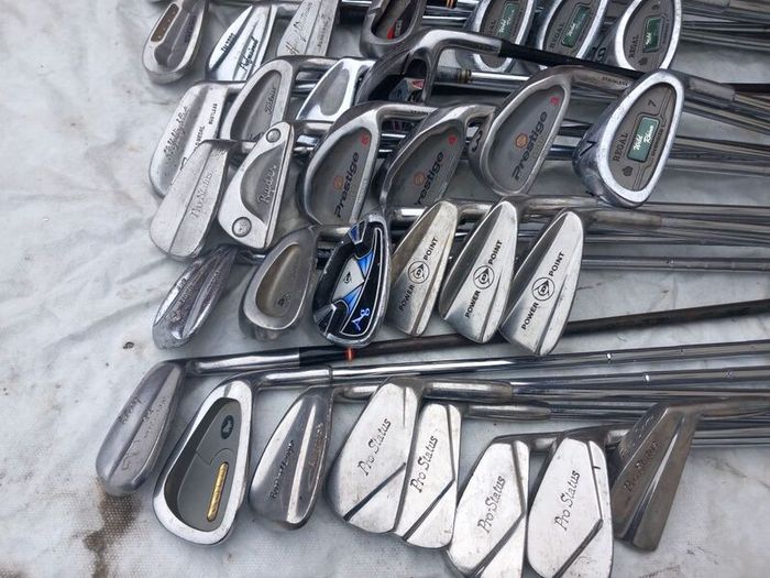 A selection of Golf clubs. Right handed clubs