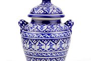 Blue Handmade and Hand Painted Large Ceramic Jar with Lid, Chinese Style Jar | Warehouse Clearance | Massive Discount | Bargain prices
