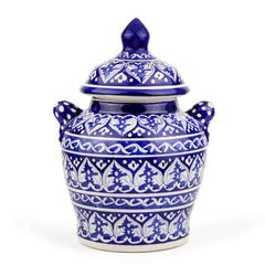 Blue Handmade and Hand Painted Large Ceramic Jar with Lid, Chinese Style Jar | Warehouse Clearance | Massive Discount | Bargain prices
