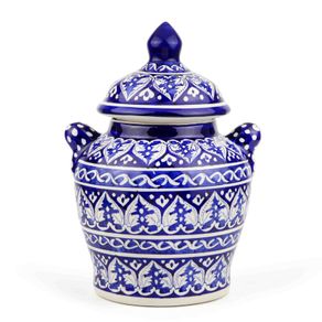 Blue Handmade and Hand Painted Large Ceramic Jar with Lid, Chinese Style Jar | Warehouse Clearance | Massive Discount | Bargain prices