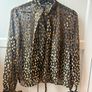 The Kooples Black and Gold Metallic Polka Dot Pussy-Bow Blouse Image 4