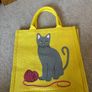 Eco Friendly Jute Bag with Cat Design Image 2