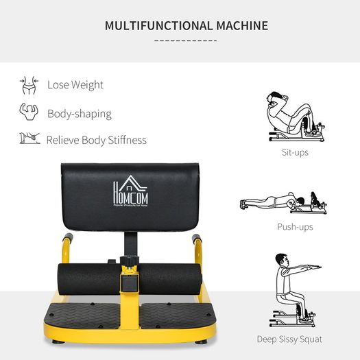 3-in-1 Sissy Squat Machine with Push Up Bars, Home Gym Work Out Leg Fitness Equipment