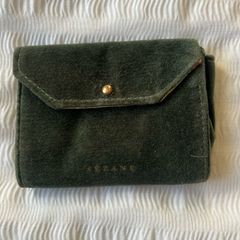 Sezane forest green velvet floral wallet