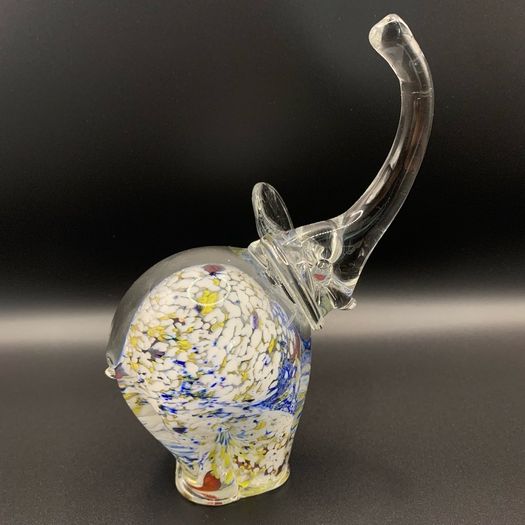 Vintage Murano Style Art Glass Elephant Paperweight: