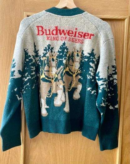 Abercrombie & Fitch Budweiser Jacquard and Embroidered Cardigan New