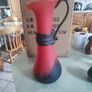 Vintage from the 1990s  Vintage tall heavy Franz Caffrey Aqua Single Handle vessel with copper relief vase/red flower vase/irish artist/irish sculpture Image 3