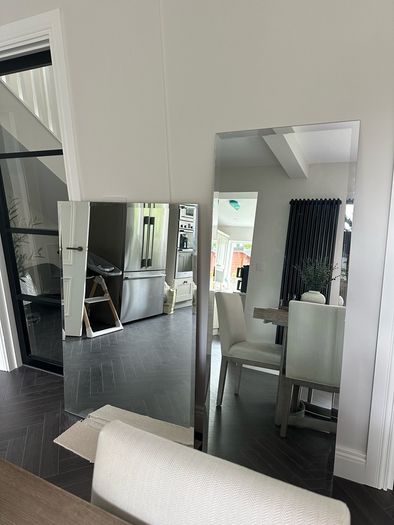 Large Frameless Bevelled Wall Mirror