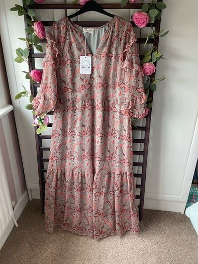 dress Bnwt indie + moi grey pattern long boho style dress T1