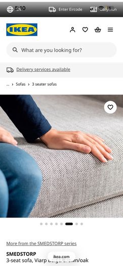 Smedstorp 3 seat sofa with chase longue