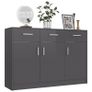 Sideboard High Gloss Grey 110x34x75 cm Chipboard Image 4