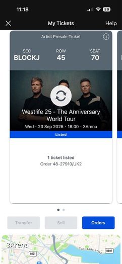 2 seated westlife tickets