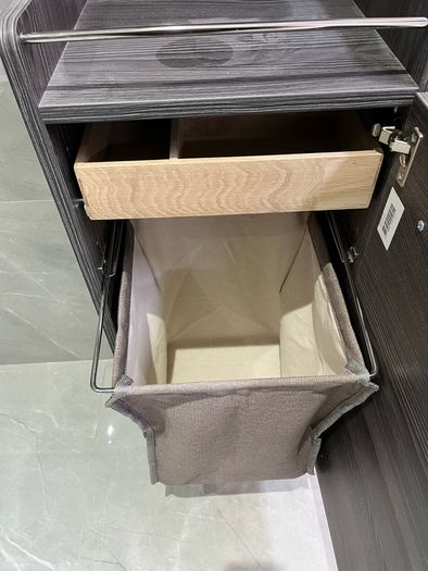 Ex Display Danish made Dansani Mido Pine Grey Wall Cabinet, wall Hung base unit , wooden tray & Laundry bag