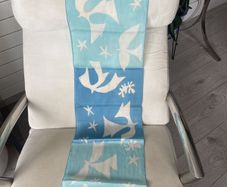 Hand Painted Silk Magli Scarf with Swallows and Flora Motif