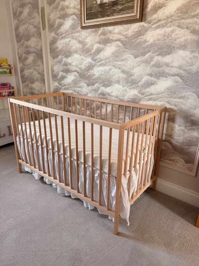 IKEA cot with baby elegance breathe dry mattress