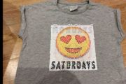 Girls Grey changeable Emoji T-shirt Age 11-12