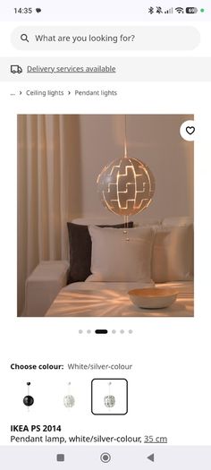 Light Shade -IKEA PS 2014 Pendant lamp, white/silver-colour, 35 cm