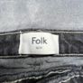 Folk Jeans Mens W36 L30 Black Grey Slim Straight Fit Selvedge Stretch Denim Image 2