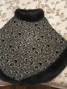 Frank Usher Poncho with Faux Fur Trim, one size