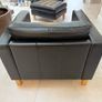 Black Leather Armchair and Matching Ottoman Footstool Image 8