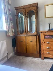 Solid oak display cabinet