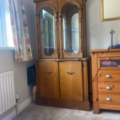 Solid oak display cabinet