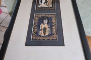 Framed Picture Of Three Small African Art Crafts