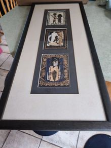 Framed Picture Of Three Small African Art Crafts