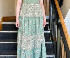 Green Floral Patchwork Maxi Dress - Size  M / 38 / 10