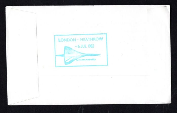 1982 Jersey Illustrated Cover Commemorating 50th Anniversary Of First Flight of The First Solo Crossing of the Atlantic by a woman - Amelia Earhart trying 10p definitive Stamp with rear cancel London Heathrow Concorde