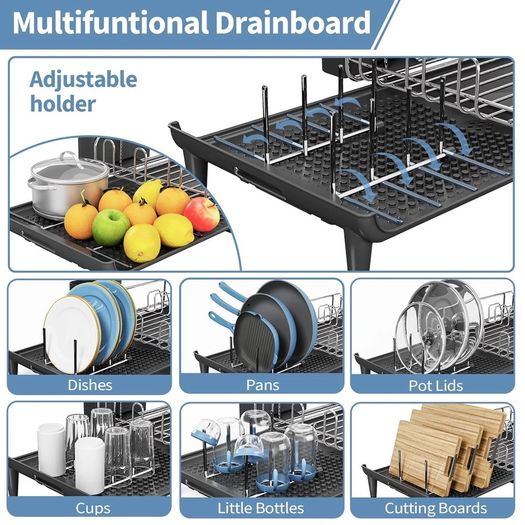 Brand New Urackify Dish Drainer, Expandable Dish Rack, Foldable Dish Drainer with Removable Cutlery