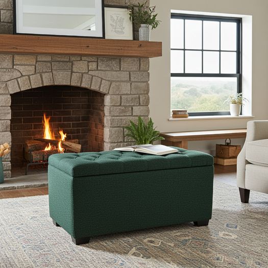 Elegance Storage Ottoman Boucle Upholstery
