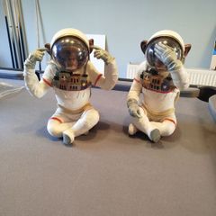 Vintage Wise Monkeys Space Astronaut Figurines  Pair