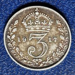 1917 United Kingdom 3 Pence - George V Silver Coin