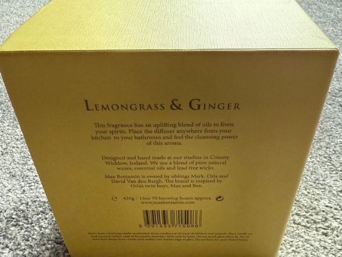 Max Benjamin Lemongrass and Ginger Candle