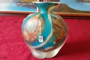 Vintage Mdina Art Glass Multi-Color Vase Signed And Labeled George Cross Of Malta