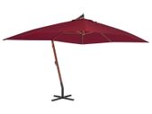 Cantilever Umbrella with Wooden Pole 400x300 cm Bordeaux Red