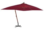 Cantilever Umbrella with Wooden Pole 400x300 cm Bordeaux Red