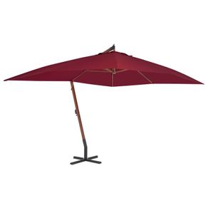 Cantilever Umbrella with Wooden Pole 400x300 cm Bordeaux Red