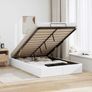 Ottoman Bed Frame without Mattress White Double Faux Leather Image 2