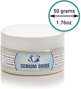 Glass Polish 90001 Cerium Oxide Fine Grade Glass Polishing Powder - TREO 95% - 2.5 microns - 50 Grams - White