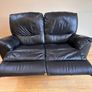 Black Leather Recliner Suite Image 6